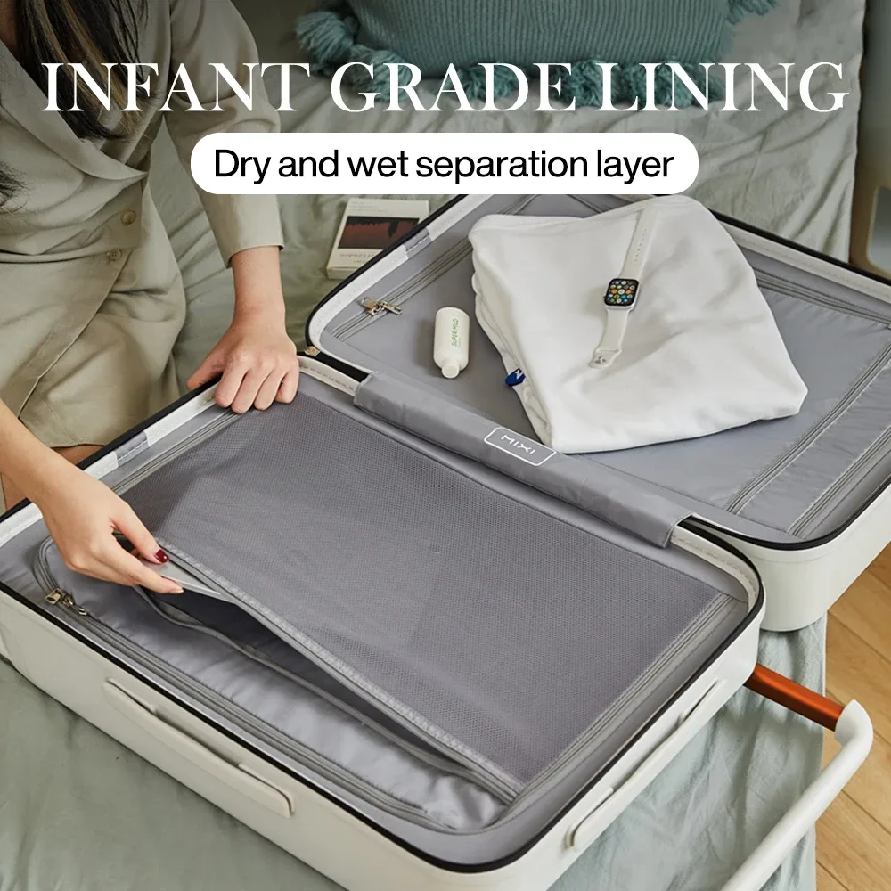 mixi – valise de voyage à poignée large, roulettes à roulettes, côté dur, pc, serrure tsa, unisexe, 20 et 24 pouces