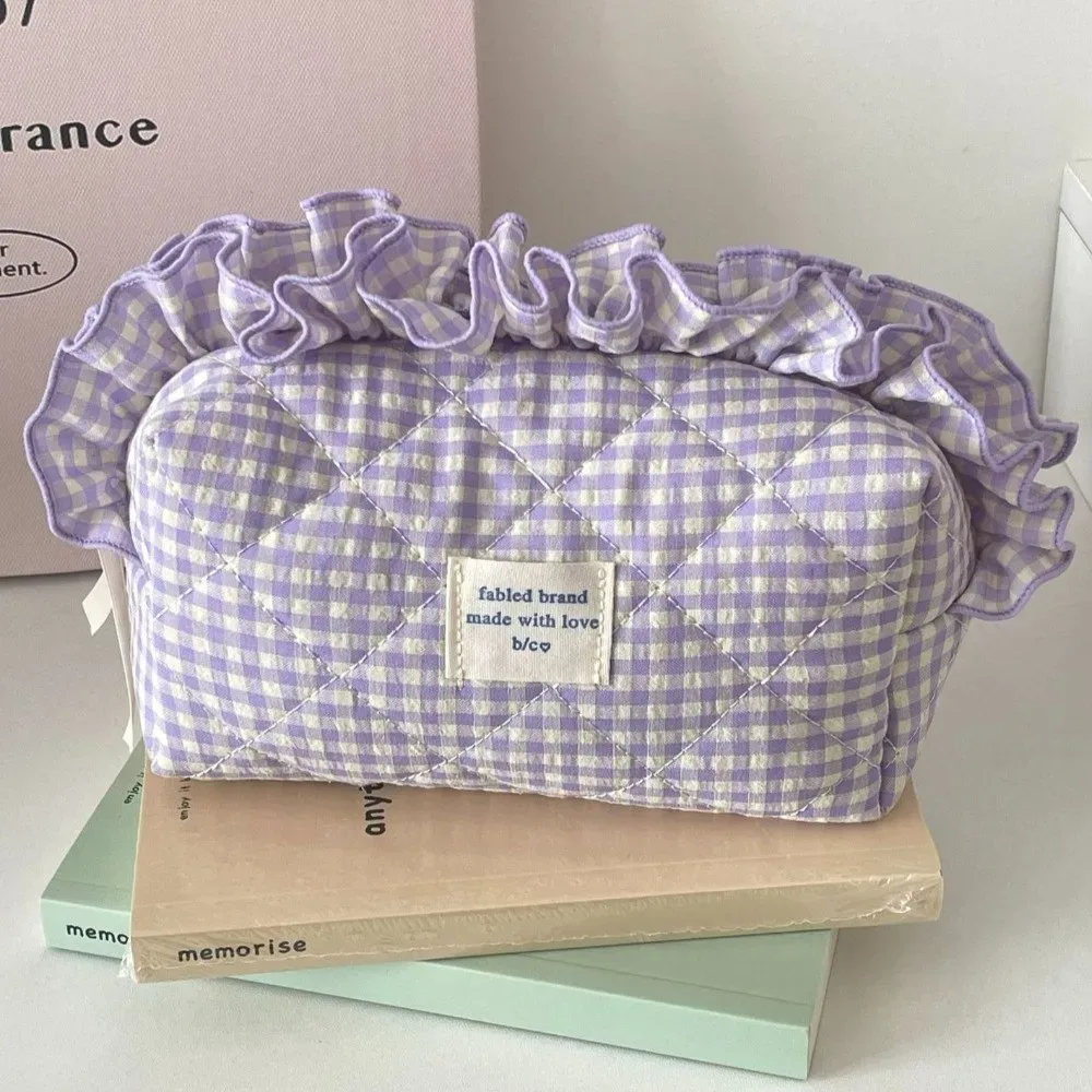 trousse de maquillage créative à volants, sac cosmétique portable multifonctionnel avec fermeture éclair, grande capacité, organisateur de toilette de voyage