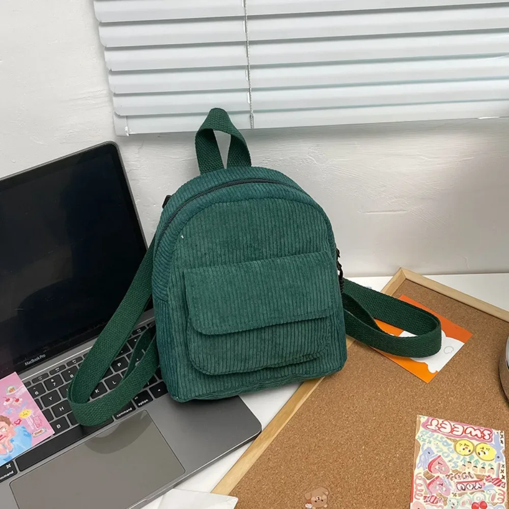 mini sac à dos tendance en velours côtelé de couleur unie, léger, pour voyage, en dacron, petits sacs à dos d'extérieur