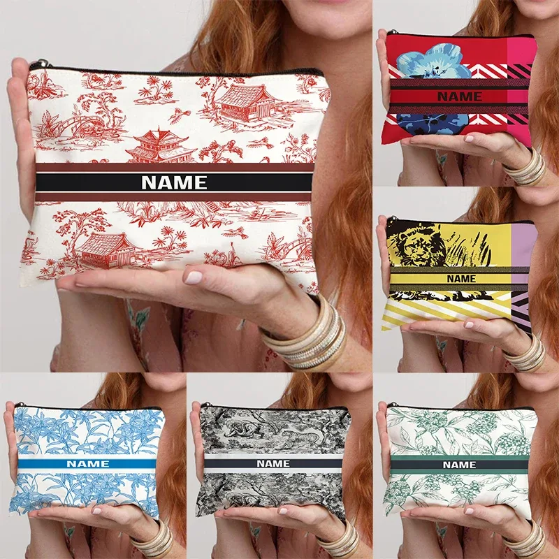 trousse de maquillage personnalisée avec nom pour femmes, cadeau pour enseignant, pochette cosmétique personnalisable, trousse de toilette de voyage, trousse à crayons scolaire