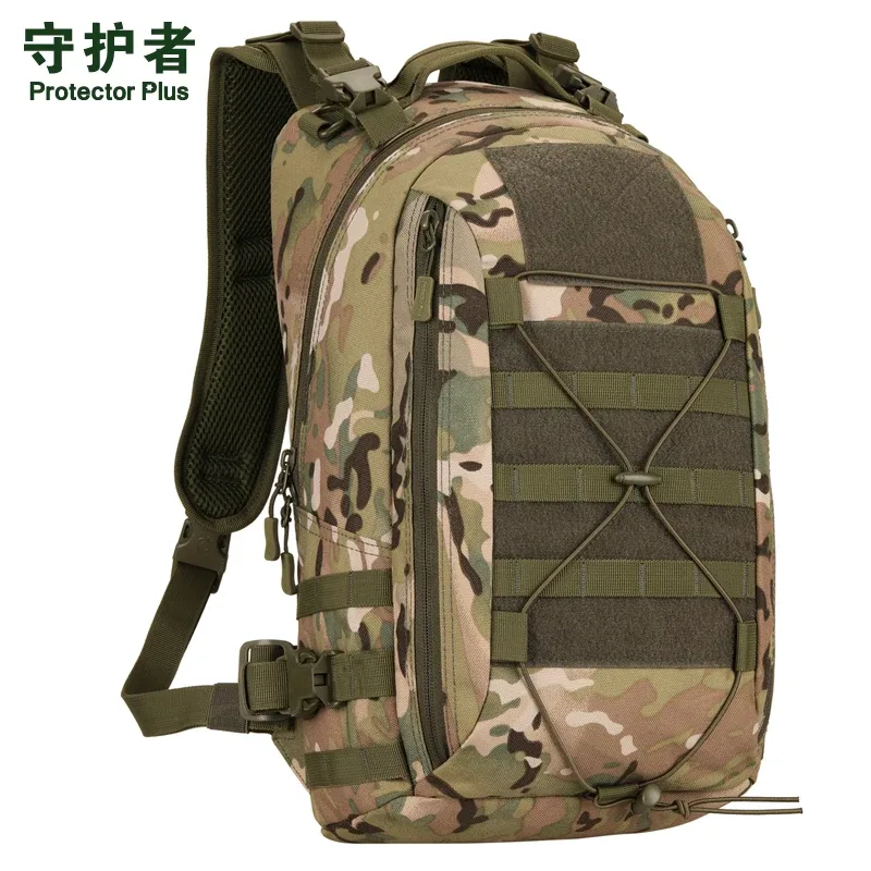 sac dos nylon camouflage noir vert bandes grises fixation velcro poche latérale tissu mousse ergonomie usage voyage