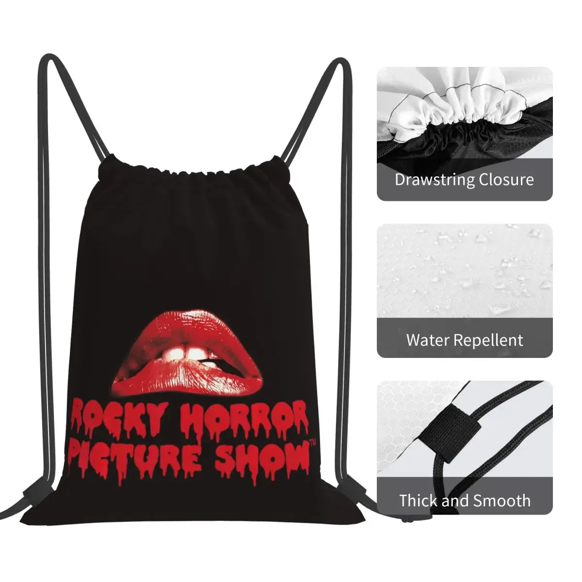 sacs à dos avec logo the rocky horror picture show lips, sacs portables à cordon, sacs de sport, sacs à livres pour étudiants en voyage