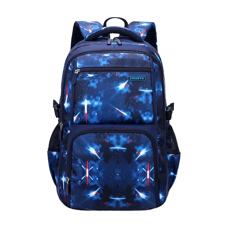 sac à dos grande capacité style ciel étoilé poisson naturel, sac à dos double épaule pour garçons du collège et du primaire, grande capacité