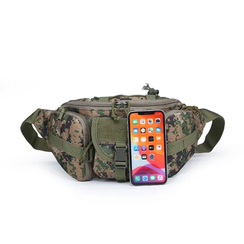 sac banane tactique imperméable pour homme, en nylon, camouflage molle, pour la chasse, la randonnée, l'escalade, sacoche de combat pour téléphone portable