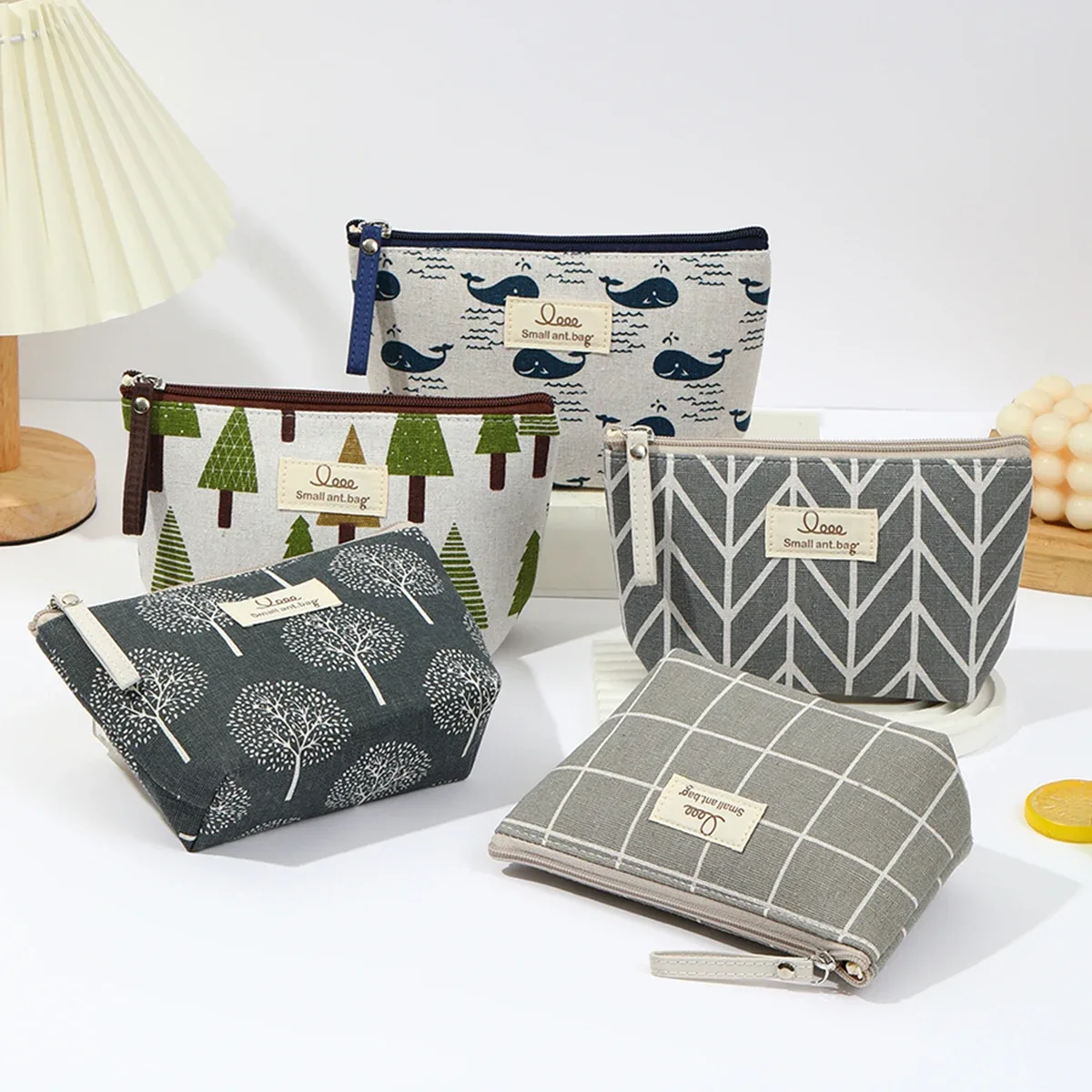 sac de maquillage en toile japonais et coréen, simple et portable, sac de rangement de voyage, trousse de toilette multifonctionnelle, trousse à crayons pour étudiants