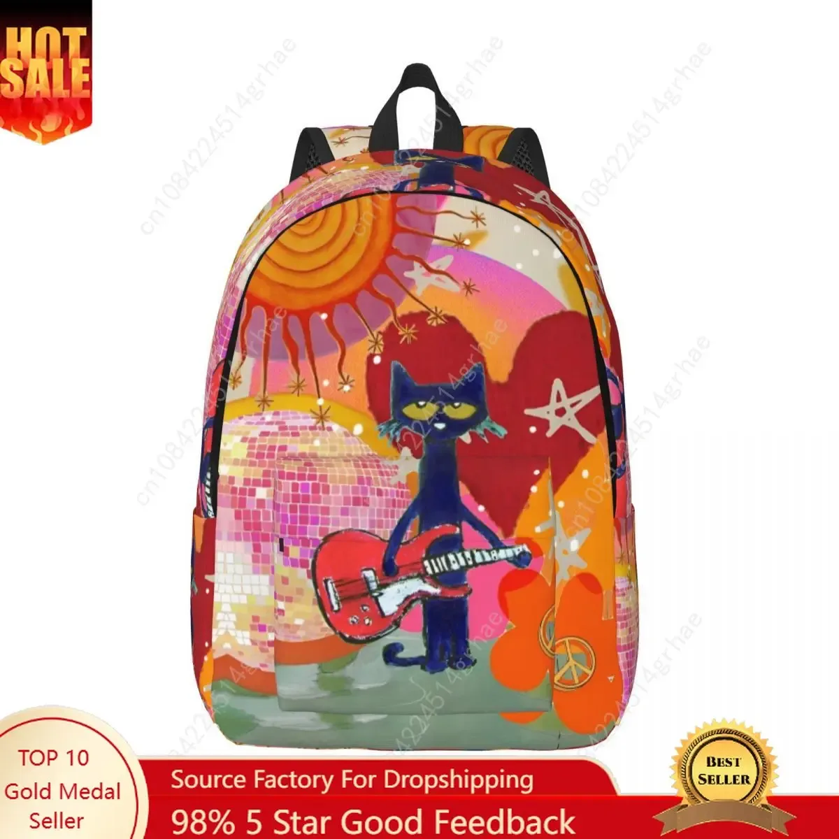pete the cat i love my white shoes sac à dos pour lycée, sac à dos d'affaires avec motif de chats de dessin animé pour hommes et femmes, sac à bandoulière pour ordinateur portable