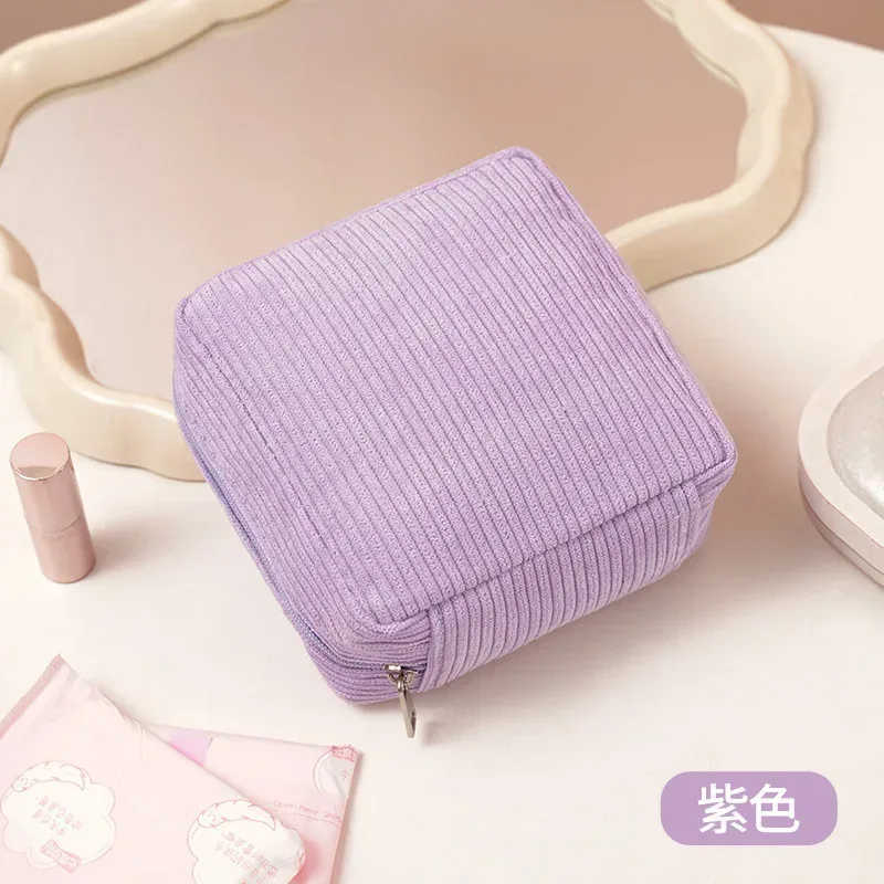 mini pochette de maquillage pour cartes de rouge à lèvres, pièces de monnaie, serviettes hygiéniques, mallette de rangement, sacs en velours côtelé pour femmes, sac de rangement de cosmétiques de voyage