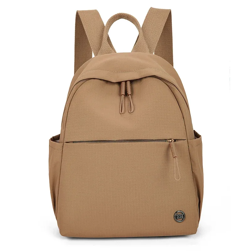 sac à dos tendance en nylon imperméable pour femmes, couleur unie, simple, loisirs, voyage, sacs à bandoulière pour adolescents