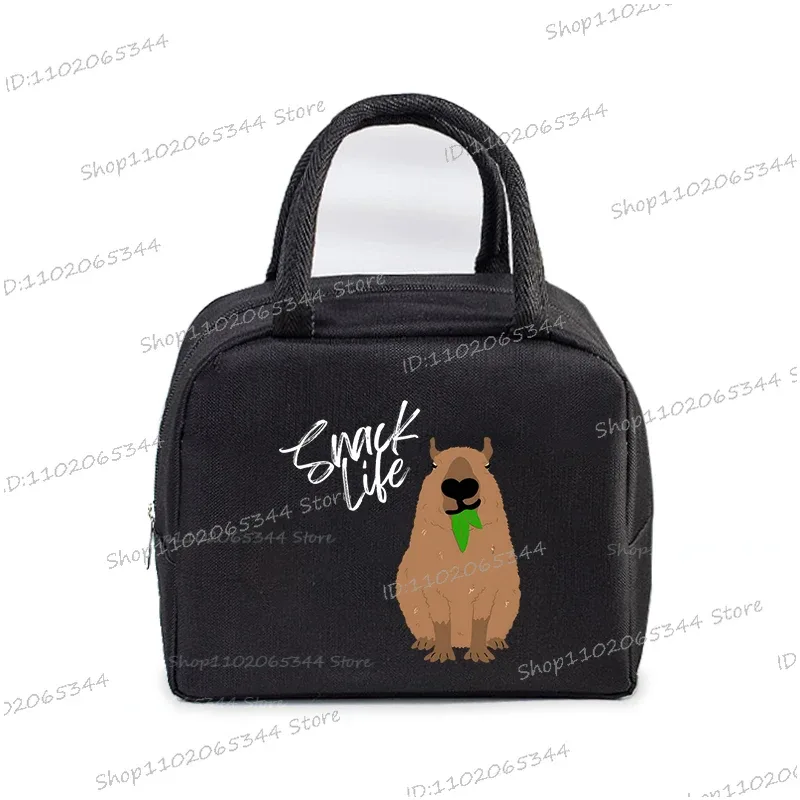 kawaii capybara design boîte à déjeuner sac de rangement femmes dessin animé capybara imprimer portable bento sacs animaux capybara amant sacs à déjeuner
