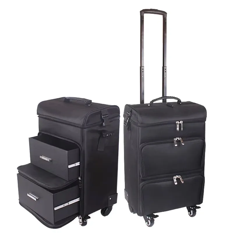valise à roulettes de grande capacité pour femmes, trousse de maquillage et de manucure, boîte à outils multifonction pour la beauté et le tatouage, valise trolley