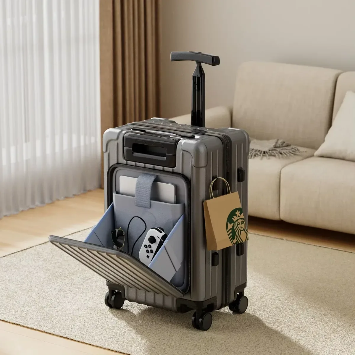 valise à roulettes pour enfants bunnyfly avec ouverture frontale, compartiment pour ordinateur portable, bagage à main pour les voyages, facile à manipuler