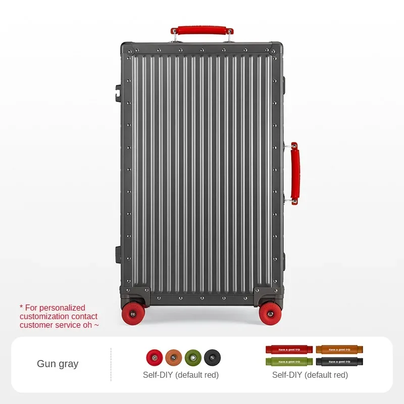 valise en aluminium hot metal, 20/24 pouces, 100% alliage aluminium-magnésium, couleurs contrastées, valise cabine à roulettes, serrure tsa