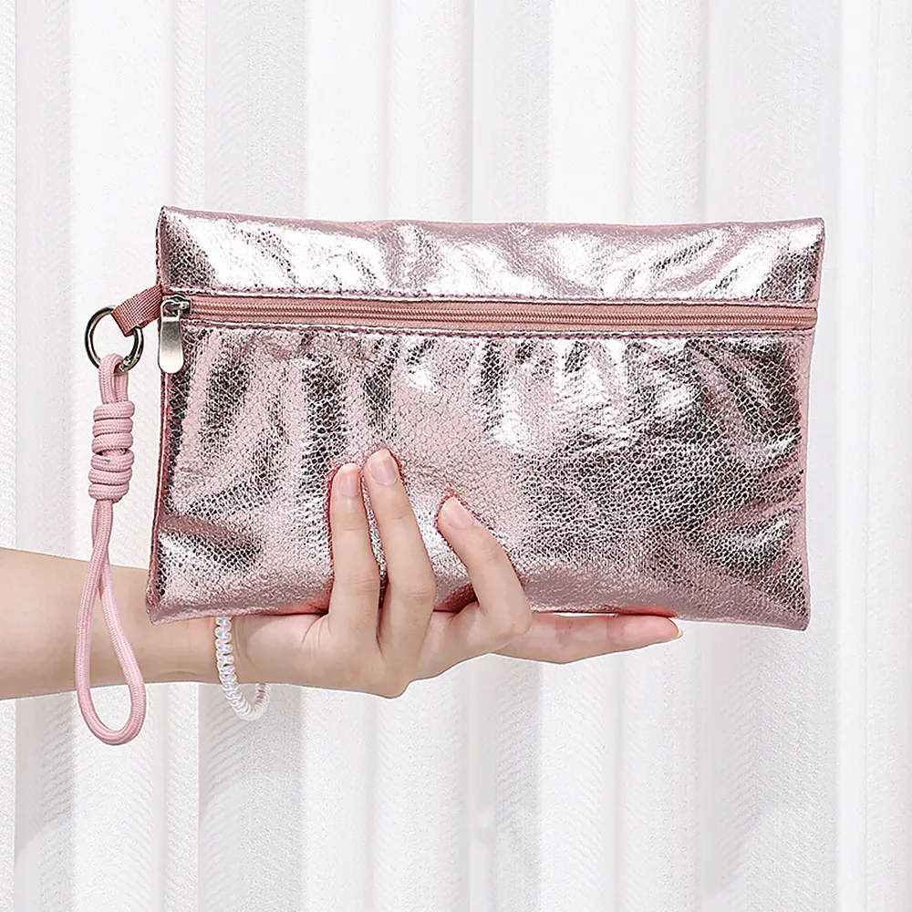 pochette à maquillage brillante airfriend, petite pochette à rouge à lèvres personnalisée, pochette à maquillage carrée de voyage, mini pochette de luxe, pochette cosmétique imperméable