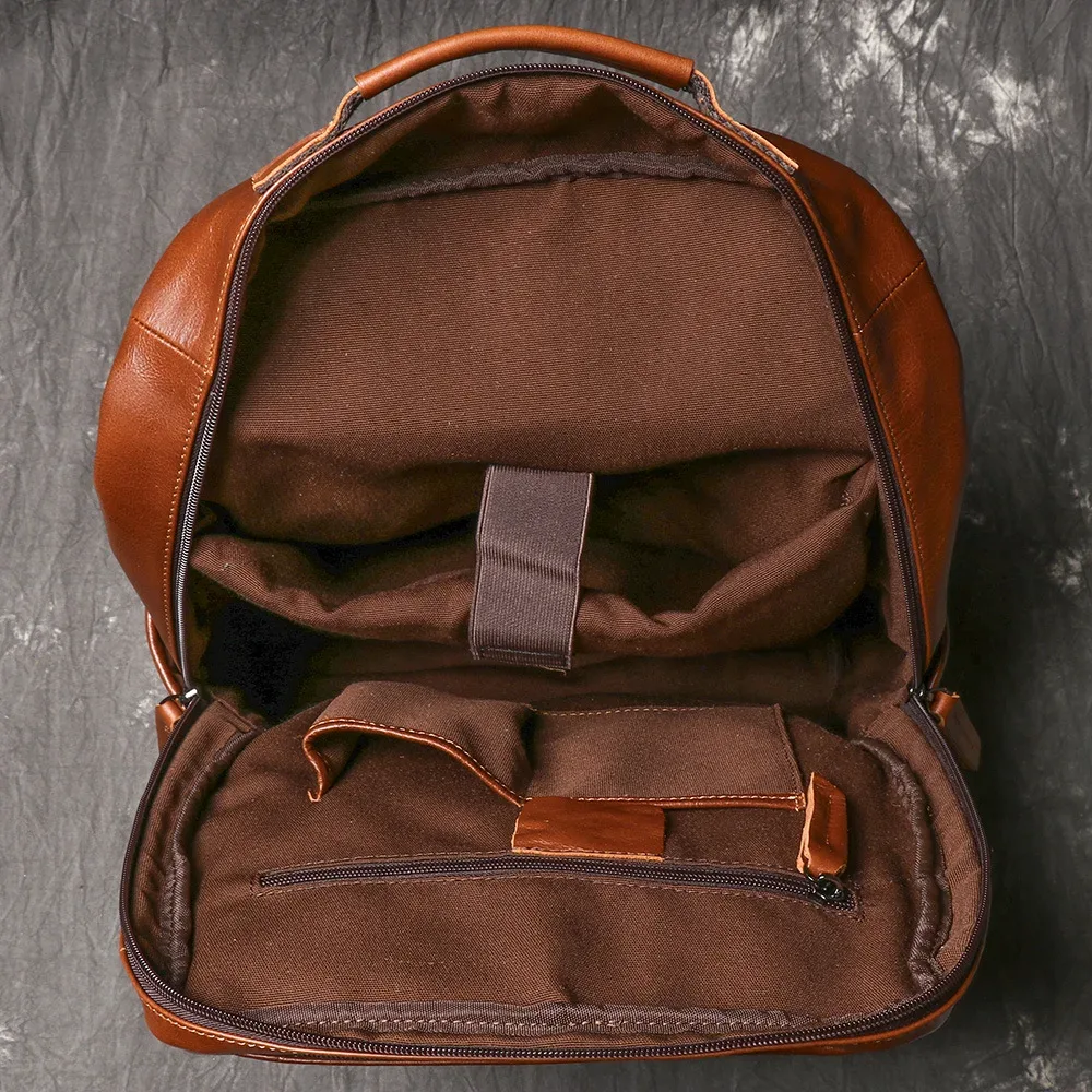 sac à dos pour hommes couche de tête naturelle peau de vache vintage bandoulière femmes sac à dos de voyage en plein air 15 pouces pochette d'ordinateur leathfocus