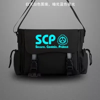 scp sécurisé conta sac de messager décontracté anime cosplay étudiant couverture lumineux sac à bandoulière pour hommes adolescents