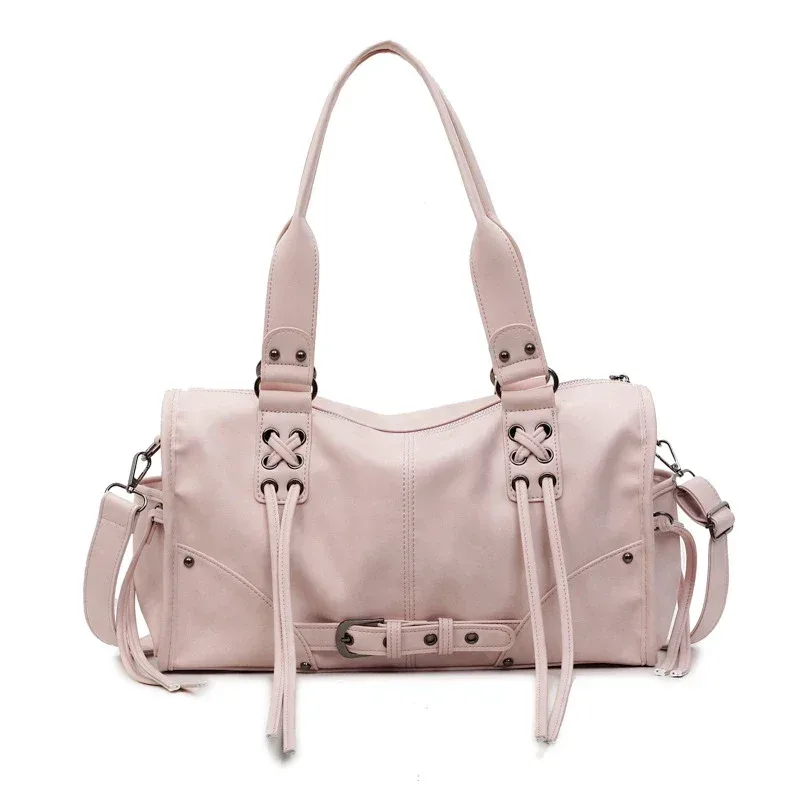 sac à main de moto rétro pour femmes, design à pompon, sac d'oreiller à bandoulière haut de gamme, tendance, grande capacité, sac sous les bras pour femmes