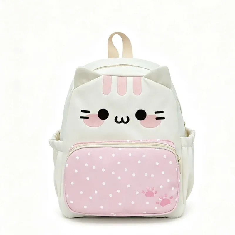 sac à dos chat à pois de dessin animé, grande capacité, sac d'école mignon, sac à livres pour étudiants, sac à dos de voyage léger, sac à dos pour ordinateur portable kawaii