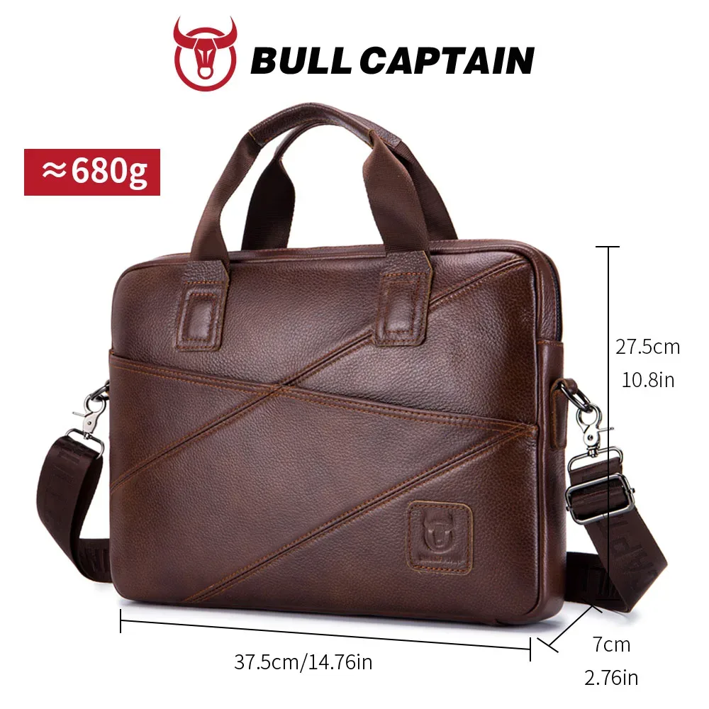 porte documents cuir véritable cuir vache marron géométrique fermeture éclair porte ordinateur voyage affaires hommes podsingle bandoulière amovible poches interieures