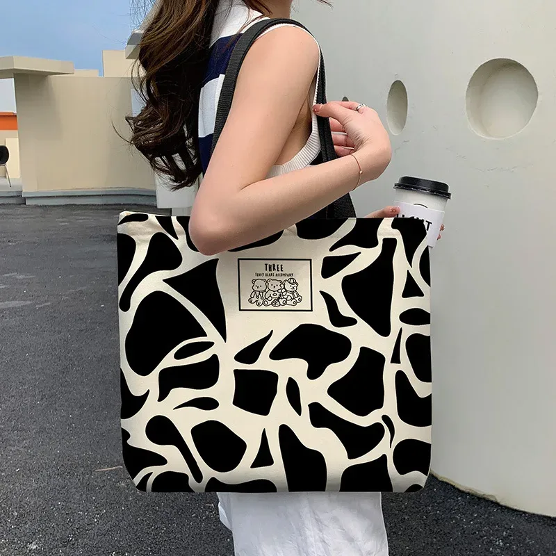 sac en toile décontracté pour femme, grande capacité, version coréenne, sac fourre-tout polyvalent pour les étudiants