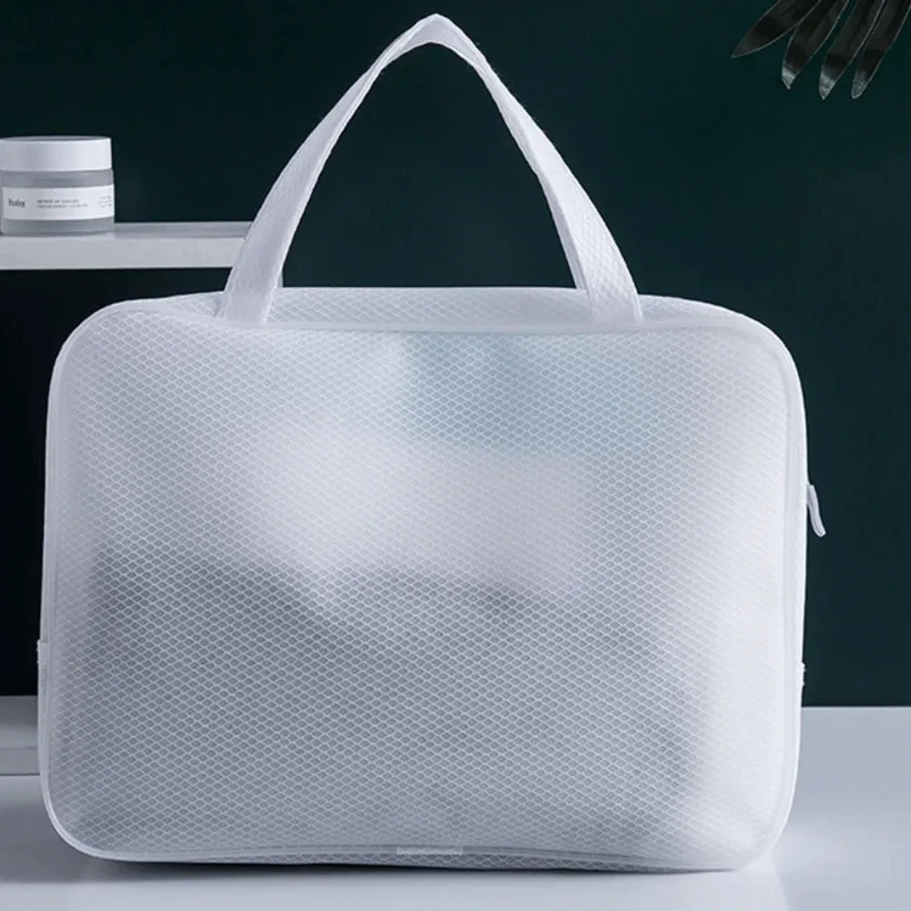 pochette de lavage en tissu maillé eva blanche, organiseur de voyage, trousses de maquillage, sacs cosmétiques en maille, sac de rangement combiné pour articles de toilette