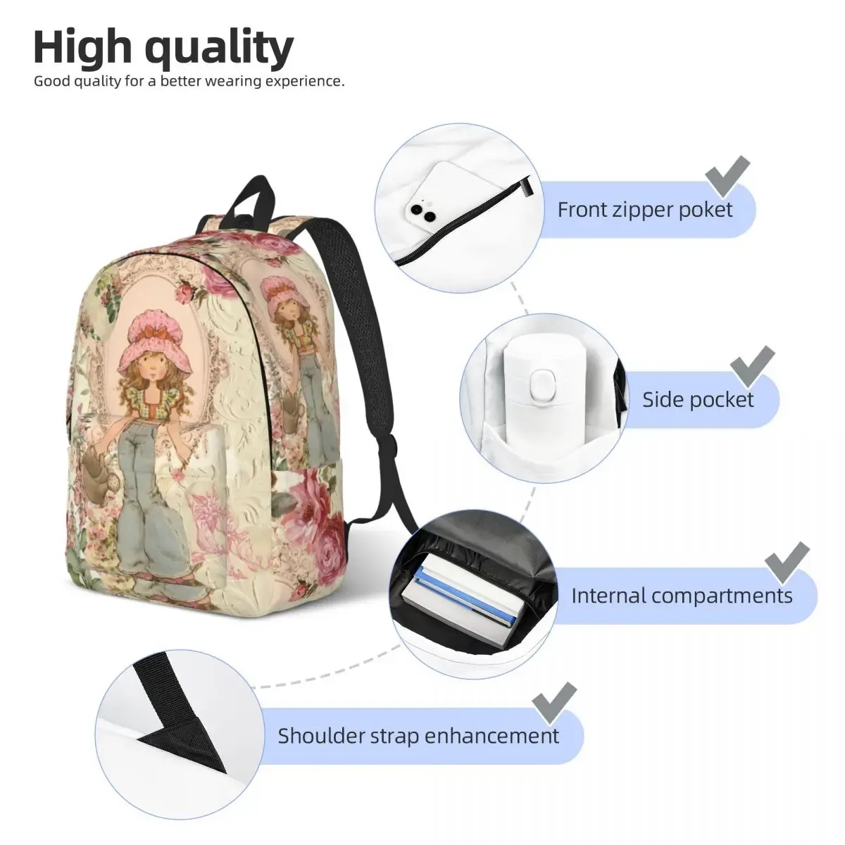 sarah kay dessin animé fleur fille adolescent sac à dos en plein air école voyage mignon peinture sac à dos hommes femmes ordinateur portable sac à bandoulière