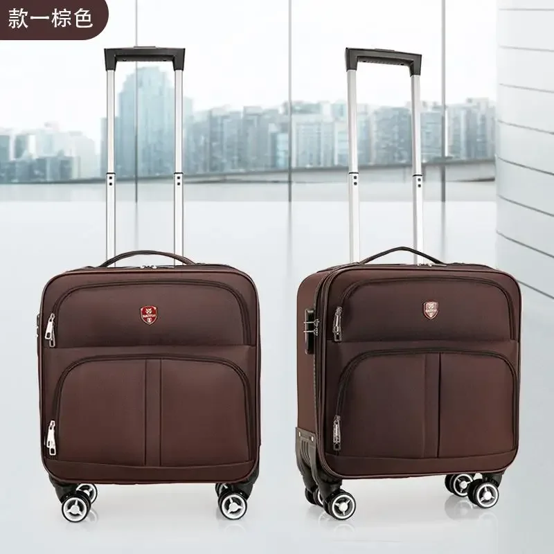 16 18 pouces oxford tissu bagages petite valise légère mot de passe embarquement valise de voyage roue universelle mini boîte en cuir, maleta viaje cabina