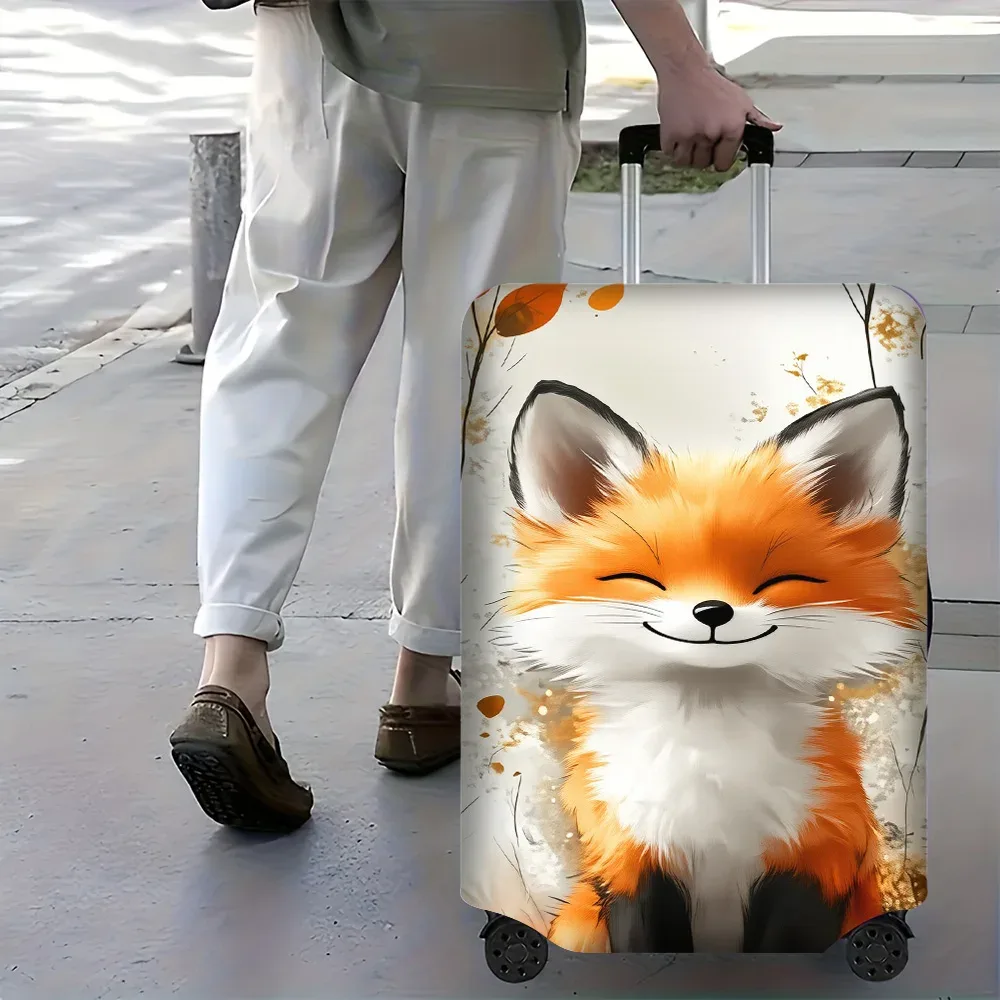 housse valise polyester renard souriant orange blanc motifs floral protection voyage grande capacité transport