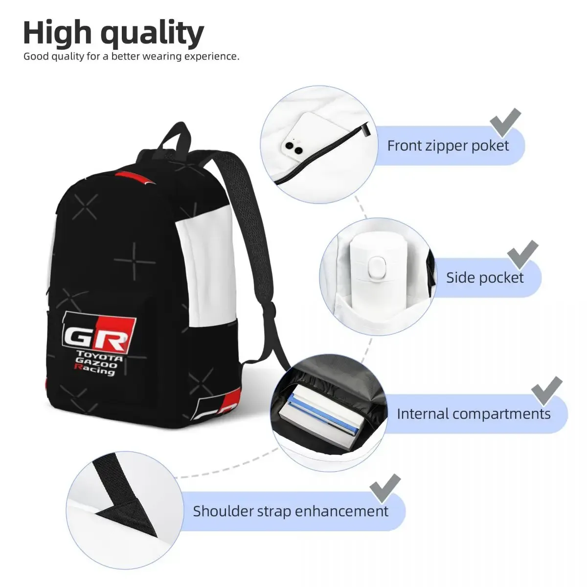 gr gazoo racing simple and stylish backpack canvas backpack feminina backpack