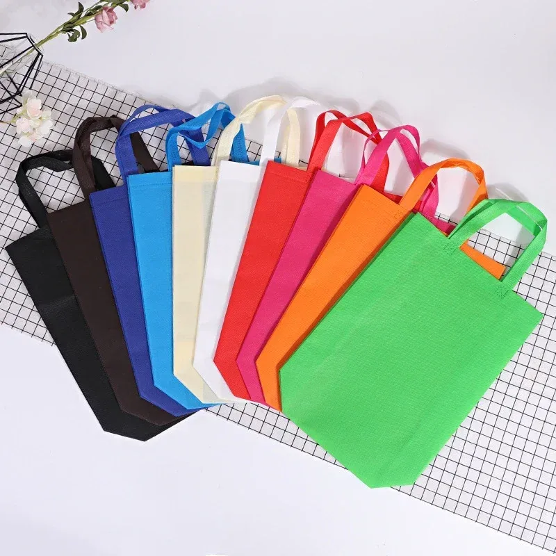 lot de 20 sacs fourre-tout non tissés, sac de shopping durable et écologique avec poignées pour les courses, possibilité d'impression personnalisée du logo.