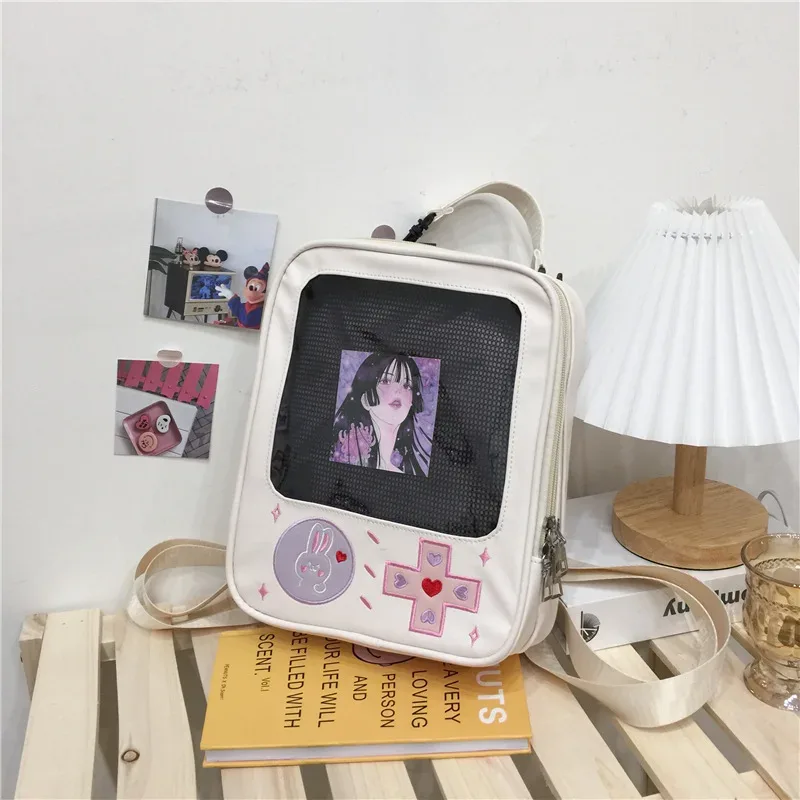 y2k mignon clair itabag femmes lolita sac à dos kawaii fille sac à bandoulière bricolage affichage poche transparente poupée japonaise fourre-tout sac à main