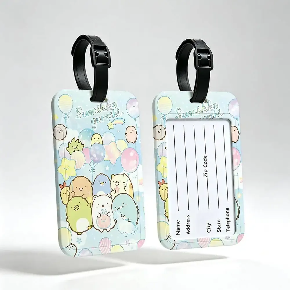 porte-étiquette d'identification anti-perte en pvc flexible sumikko gurashi, anime japonais, pour tous types de sacs de voyage