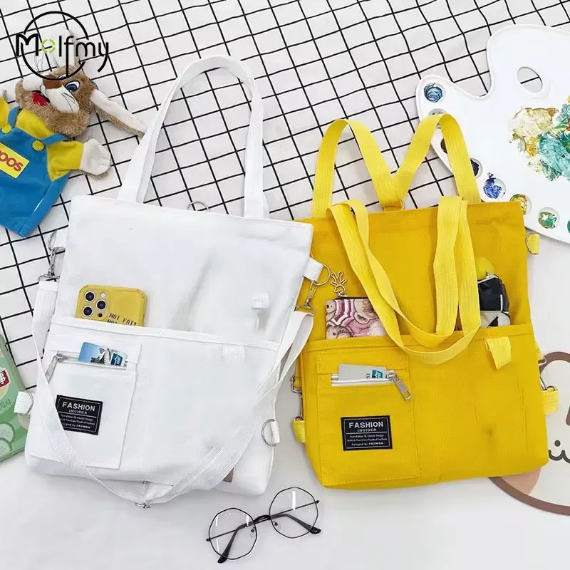 sac à main à bandoulière en toile pour femmes, sac fourre-tout pour le travail, shopper féminin, mode simple, qualité, designer coréen lancé, haut à dos