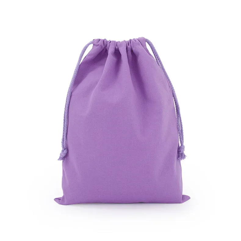 sac d'emballage en toile de coton et polyester avec cordon de serrage, personnalisable avec logo, blanc uni, pour cadeaux et rangement