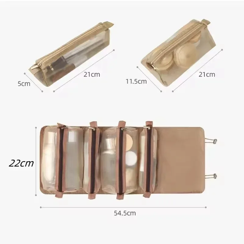 sac à cosmétiques détachable, sac de maquillage portable de grande capacité 4 en 1, sac de rangement pliable pour cosmétiques de voyage, trousse de toilette, 1 pièce