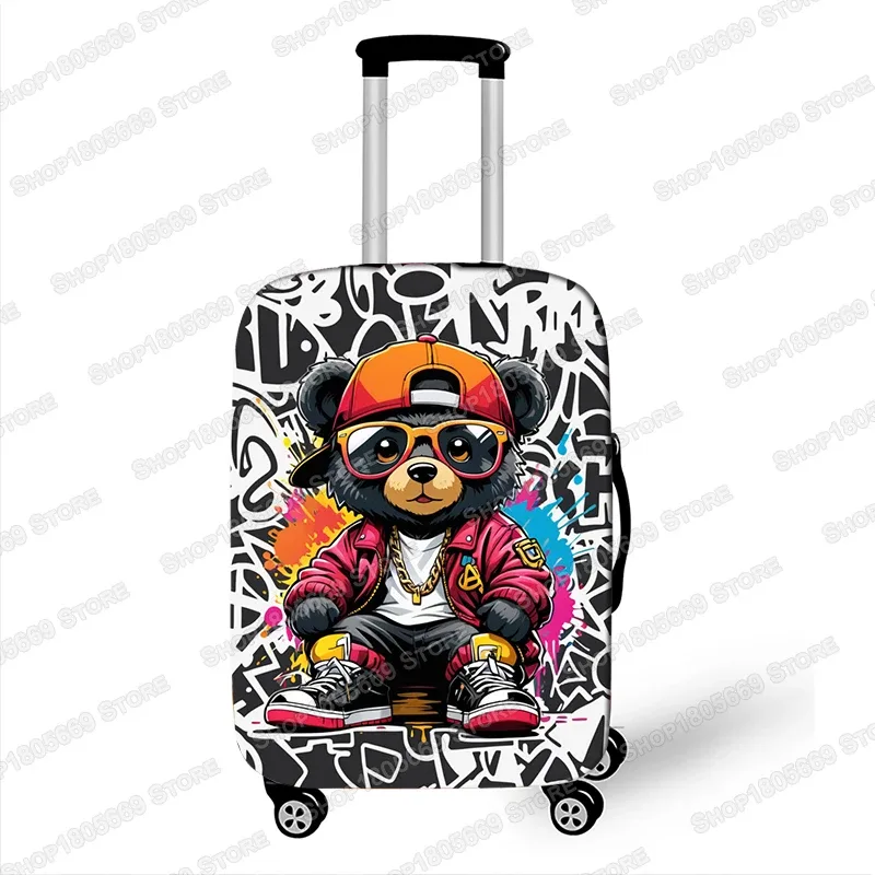 housse de bagage pour poupée ours femme, graffiti, pour voyage, femmes et hommes, accessoires de voyage, anti-poussière, élastique, valise, boîtier de chariot