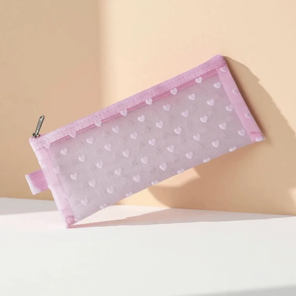 pochette de maquillage transparente ins avec bordure florale et cœur en dentelle, sac de rangement pour cosmétiques et articles de toilette pour le voyage