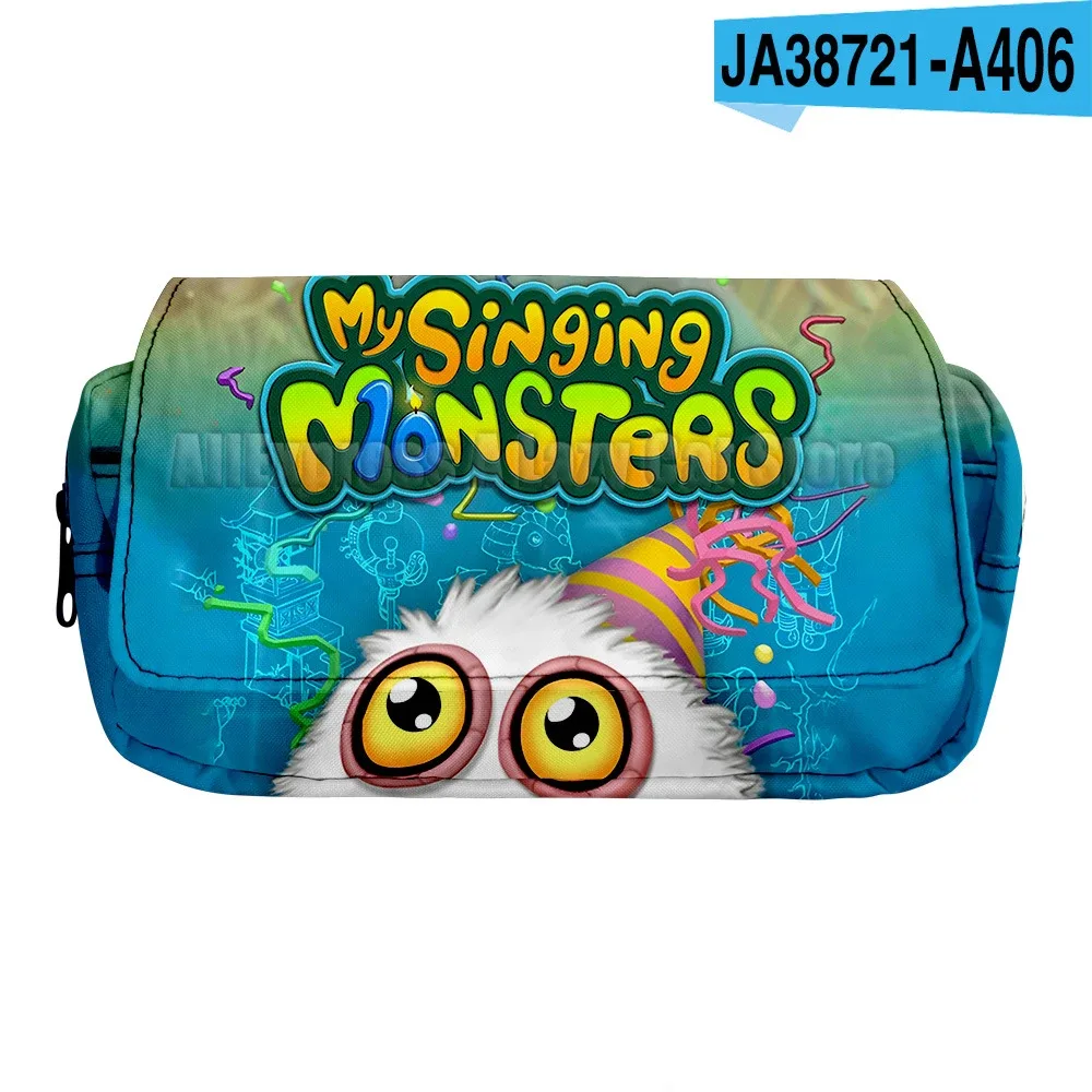 my singing monsters stuffed horror game trousse à crayons pour étudiants, grands sacs à stylos, boîte de rangement, garçon, fille, enfant, école, fournitures de papeterie