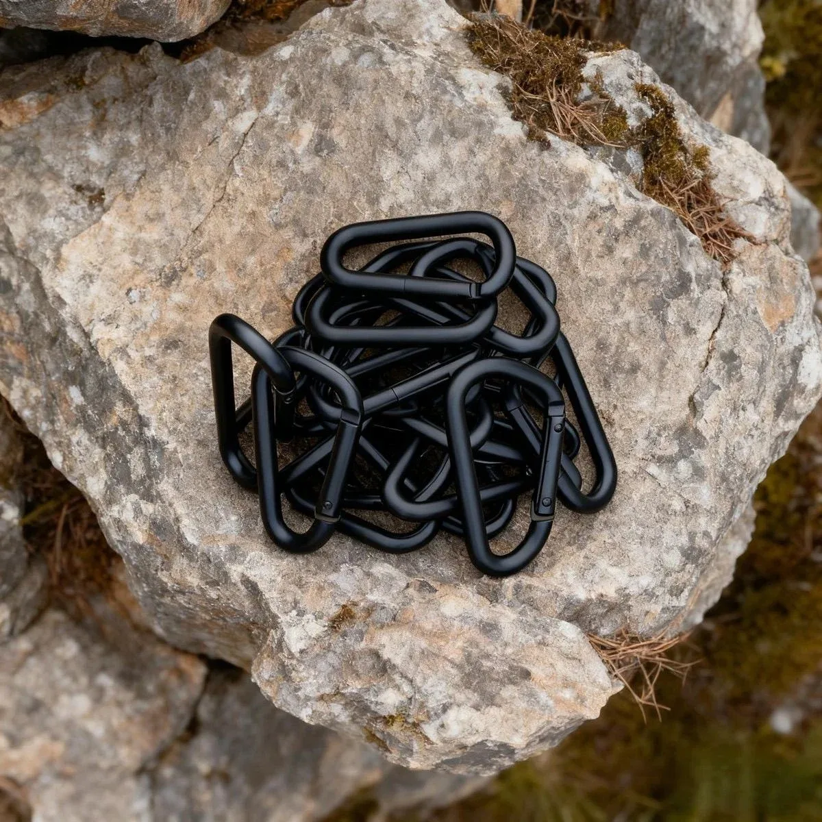 Mousquetons noirs en forme de D, mini mousquetons à ressort en alliage d'aluminium, multifonctionnels pour le camping, la randonnée et le sac à dos