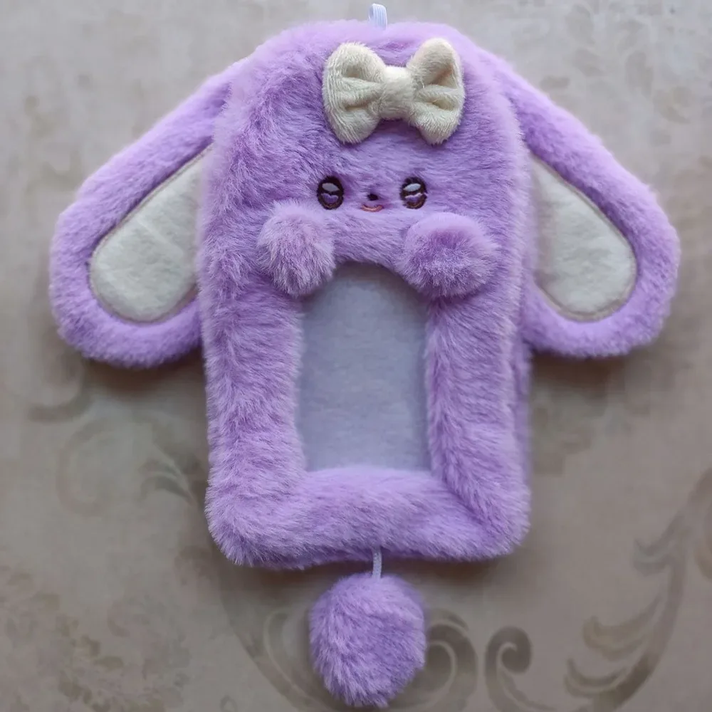 étui à cartes photo en peluche, mignon, dessin animé, lapin, chien, chat, porte-cartes, portable, ins, porte-cartes, étudiants, idole, photos, housse de protection