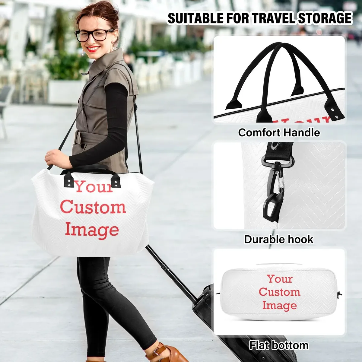 sacs de week-end pour femmes, avec motifs personnalisés, grand sac de voyage pour la nuit, sac de sport, sac de voyage, sac à main pour les voyages d'affaires et la salle de sport.