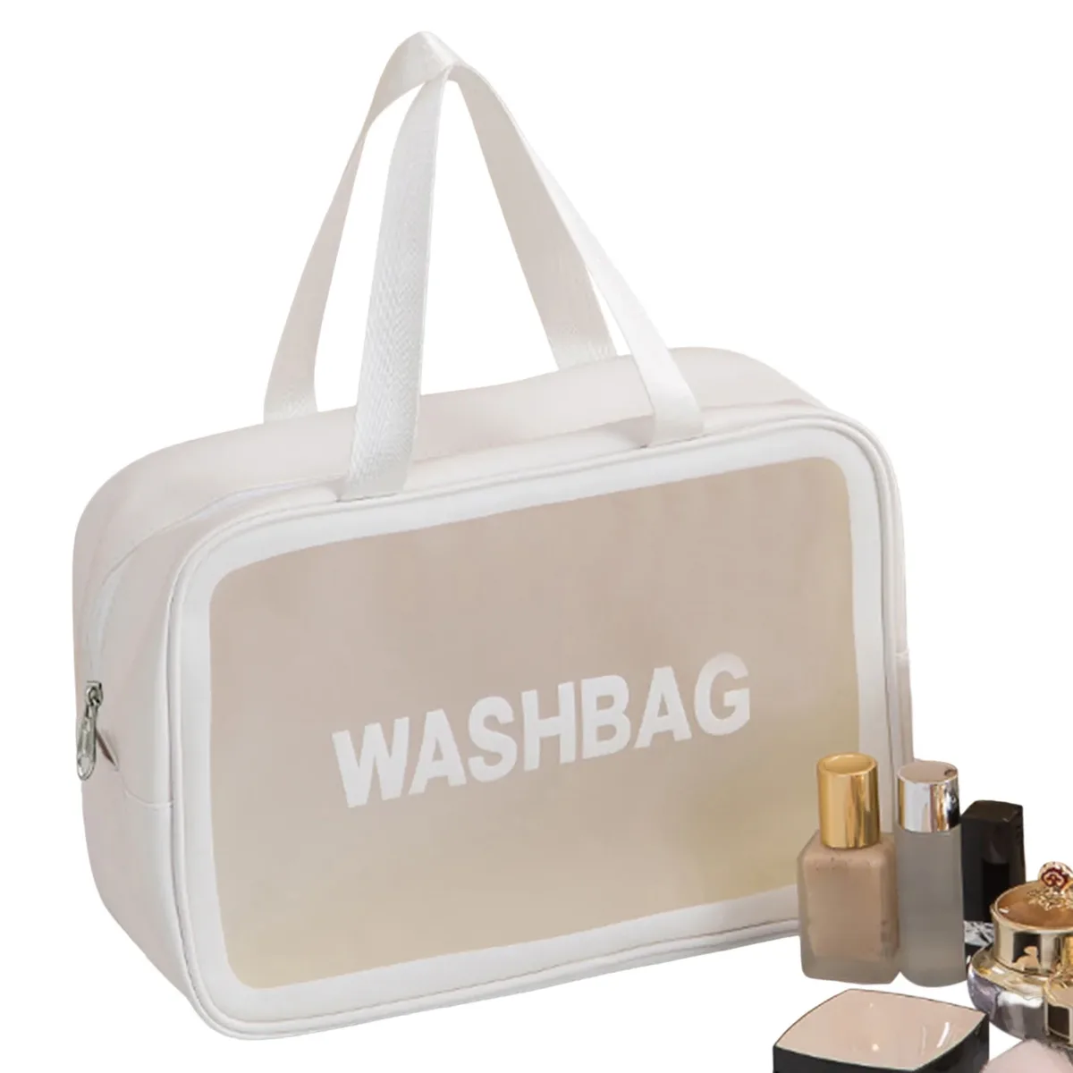 sac de toilette portable en pu pour femmes et hommes, sac de maquillage transparent imperméable, organiseur de toilette pour accessoires