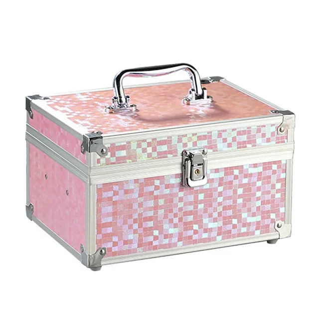 trousse de maquillage professionnelle portable avec miroir lumières led, boîte de rangement de cosmétiques en alliage de voyage, fournitures d'outils de maquillage pour salon de beauté