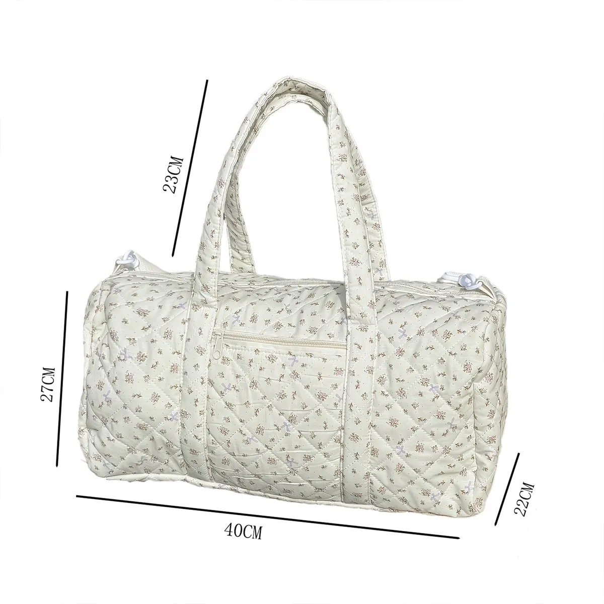 sac de voyage matelassé en coton avec fermeture éclair, sac de sport imprimé floral, sac de nuit pour femmes, voyage de week-end, shopping