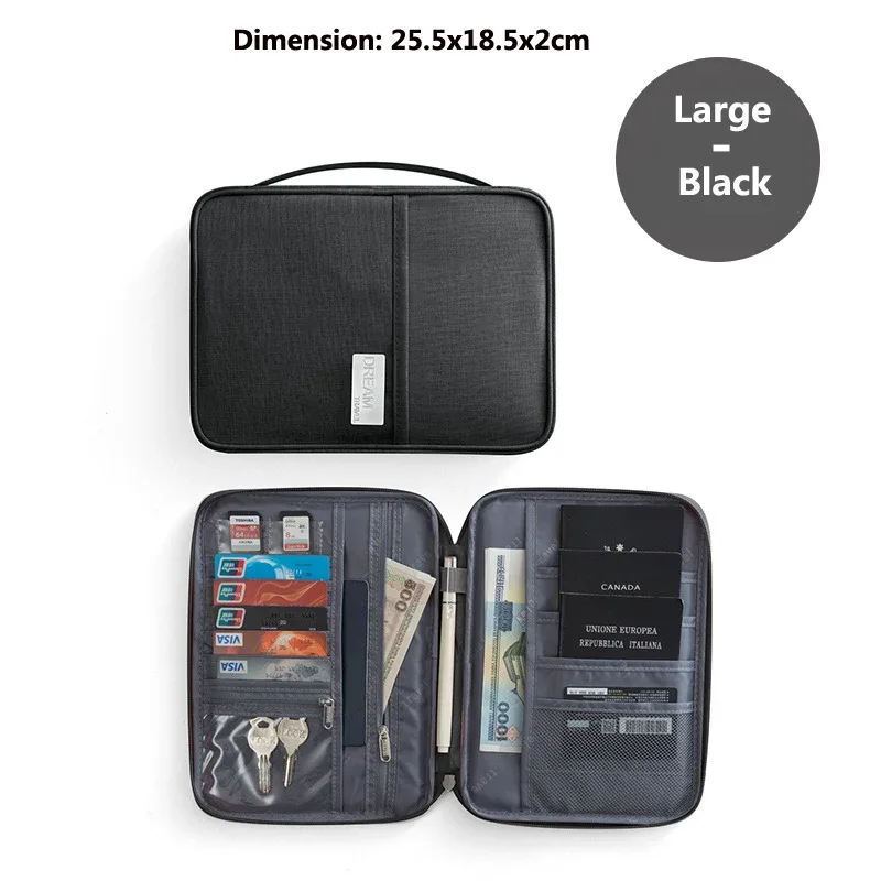 porte-passeport étanche, sac de voyage portable, organisateur de passeport multifonctionnel, mallette de documents, sac de rangement pour femmes et hommes