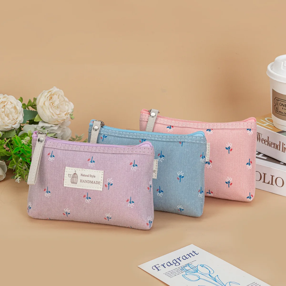 trousse de maquillage imprimée sur toile pour femmes, étanche, portable, style instagram, trousse à crayons pour étudiants, sac de rangement de voyage pour articles de toilette