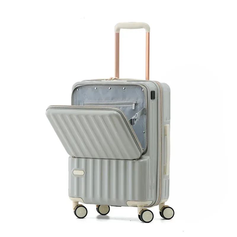 klqdzms valise à roulettes 20"24 pouces en abs+pc avec serrure à code, compartiment et ouverture frontale, étui de transport portable pour ordinateur portable.