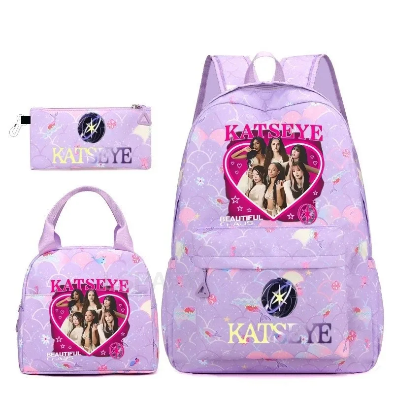 sac à dos tendance katseye amusant pour filles, enfants, étudiants, sac à dos double épaule, sac de voyage pour adolescents, sac à crayons, sac à déjeuner, sac à livres, cartable