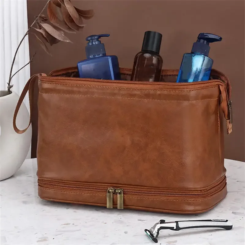 trousse de toilette en cuir pour hommes et femmes, kit dopp, trousse de toilette suspendue pour hommes, trousse de toilette de voyage pour voyager, grand sac à cosmétiques pour t