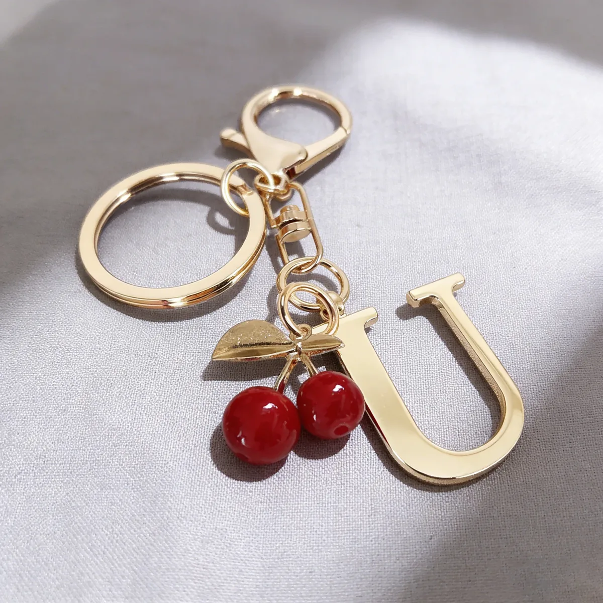 porte-clés élégant en or de qualité supérieure, pendentif 3d alphabet a-z, accessoire cœur rouge, anneau de porte-clés argenté tendance, pour sac/ordinateur portable