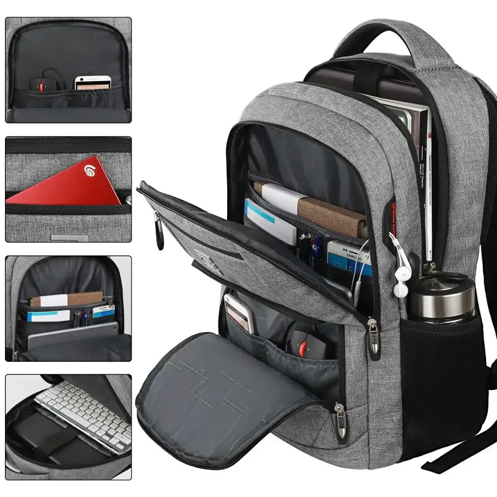 sac à dos antivol pour ordinateur portable 15.6 pouces, pour voyage d'affaires, avec port de chargement usb, convient aux femmes et aux hommes